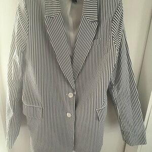 Jones New York Navy and White Striped Blazer